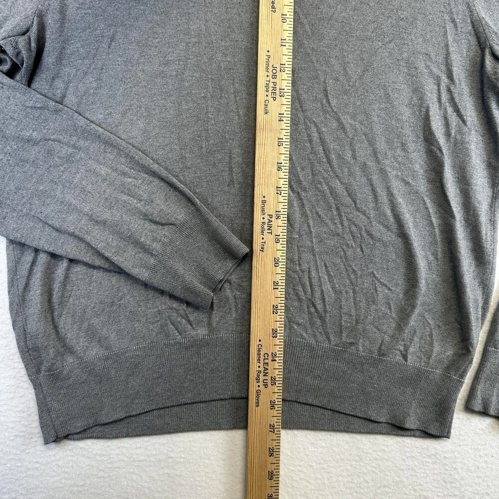 Banana Republic Sweater Mens Large Gray Silk Cotton Cashmere V Neck Pullover